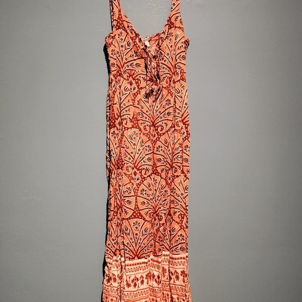 NWT Knox Rose Orange Abstract Print Midi Sundress Size Small